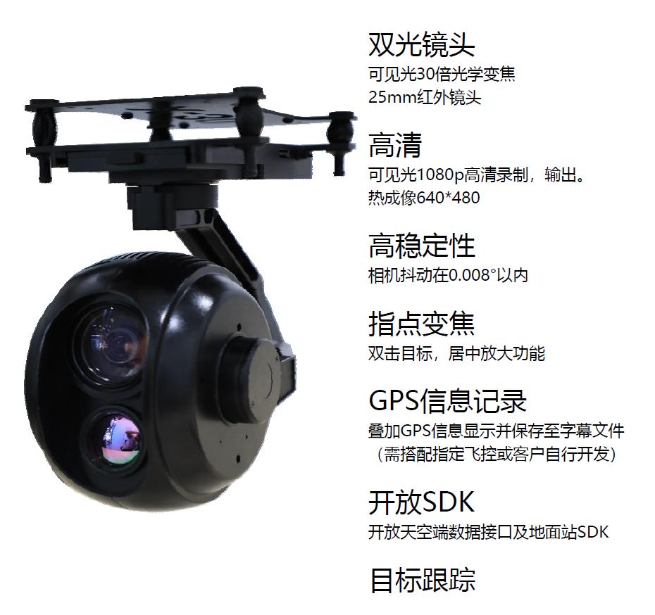 30倍測溫型紅外雙光熱成像云臺相機(jī)吊艙